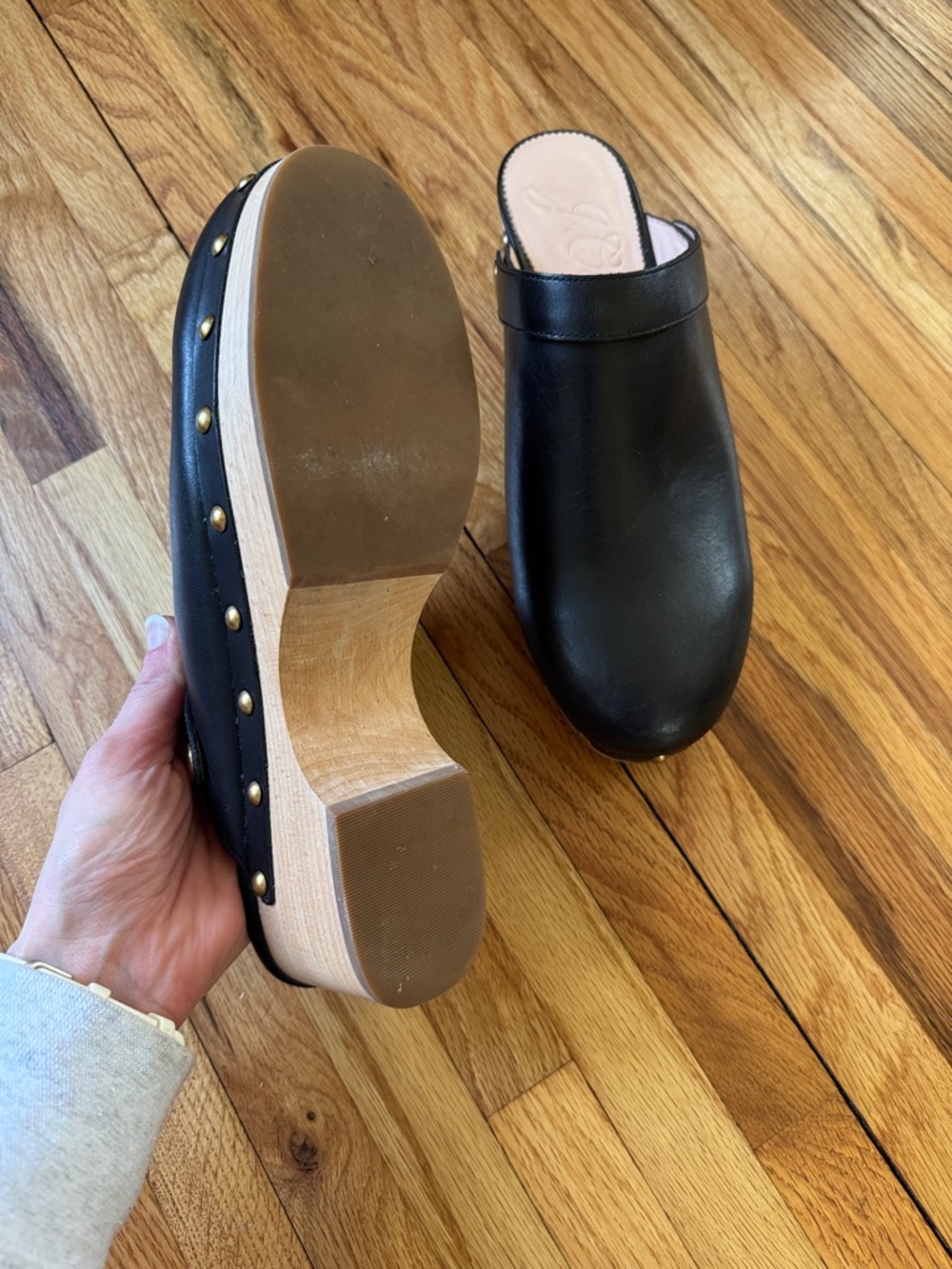 J. Crew Black Leather Studded Clog Mules - Picture 3 of 3